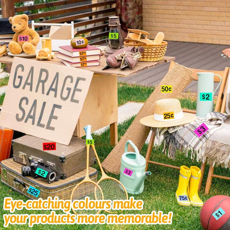 Gushu 5460 Pcs Garage Sale Stickers, 1/2" X 3/4" Yard Sale Price Tags Stickers Rectangle Preprinted Price Labels for Fle Market Sale - Image 2